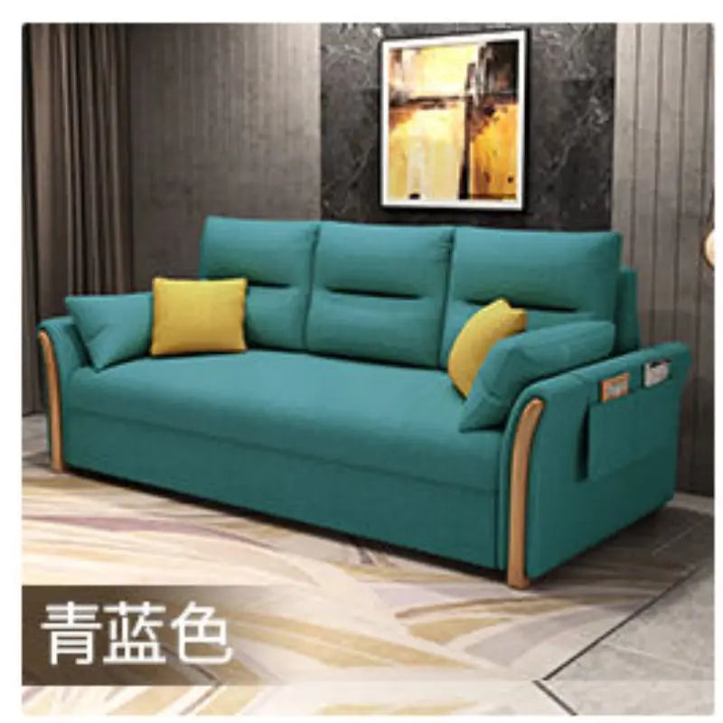 Multifunctional foldable sofa bed dual-purpose retractable small apartment storage single push-pull bed technology fabric