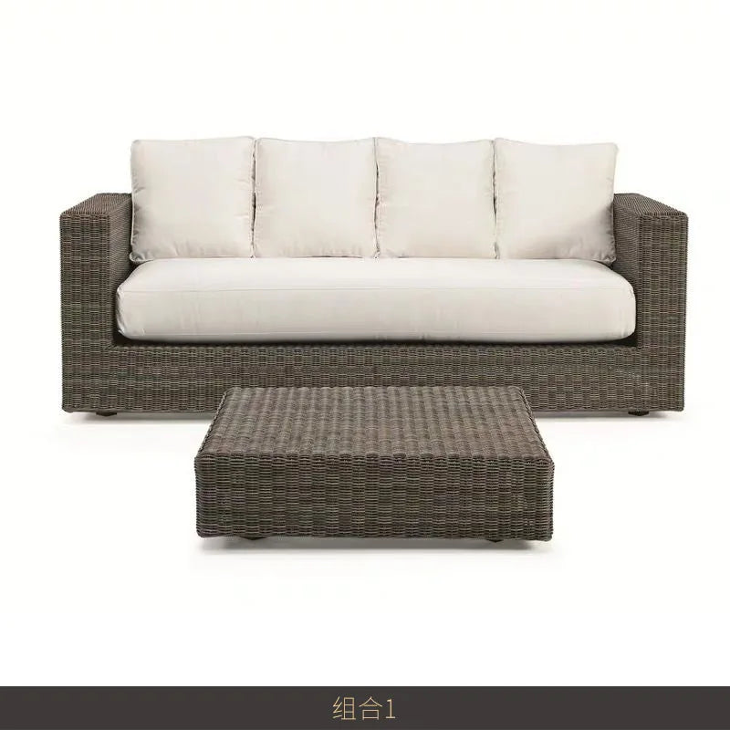 Outdoor rattan sofa combination waterproof and sun protection outdoor leisure courtyard villa balcony terrace sunroom