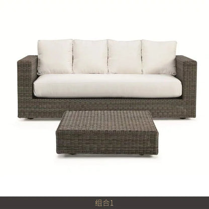 Outdoor rattan sofa combination waterproof and sun protection outdoor leisure courtyard villa balcony terrace sunroom