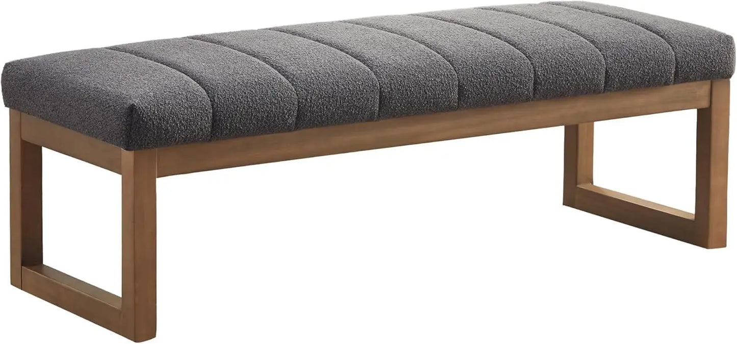 52.7" Modern Upholstered Teddy Fabric Bedroom Bench - Multi-Functional Footrest & Entryway/Dining Room Ottoman