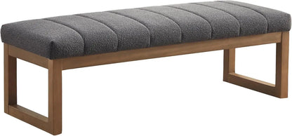 52.7" Modern Upholstered Teddy Fabric Bedroom Bench - Multi-Functional Footrest & Entryway/Dining Room Ottoman