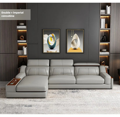 Italian Light Luxury Living Room Sofas Combination Nordic Double Sofas for Living Room Home Furniture Designer Leather Back Sofa
