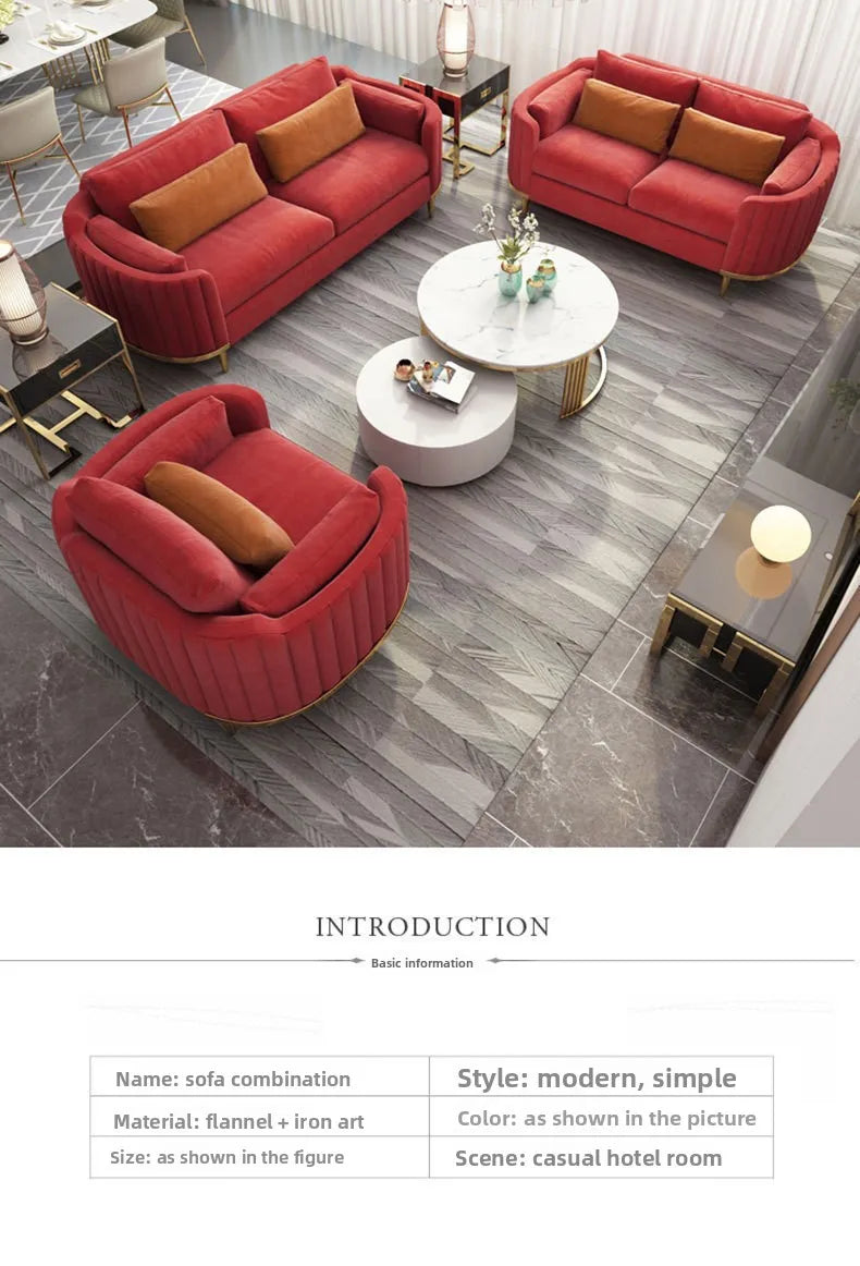 Light luxury fabric sofa simple modern large apartment living room coffee table combination