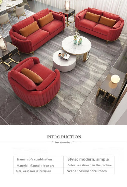Light luxury fabric sofa simple modern large apartment living room coffee table combination