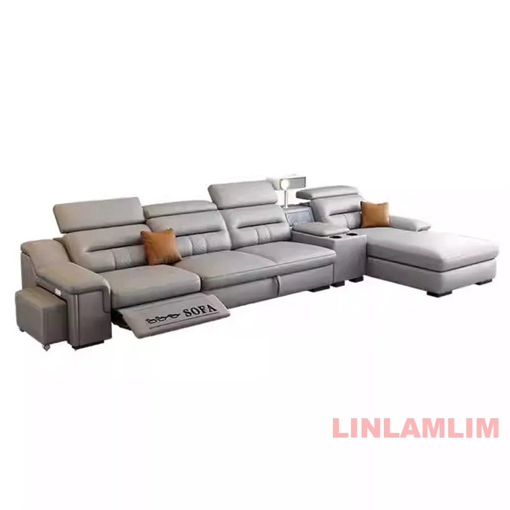 Convertible Sofa Bed Electric Reclining Sectional Couch, Folding Sofa Cama With Power Recliner & Storage