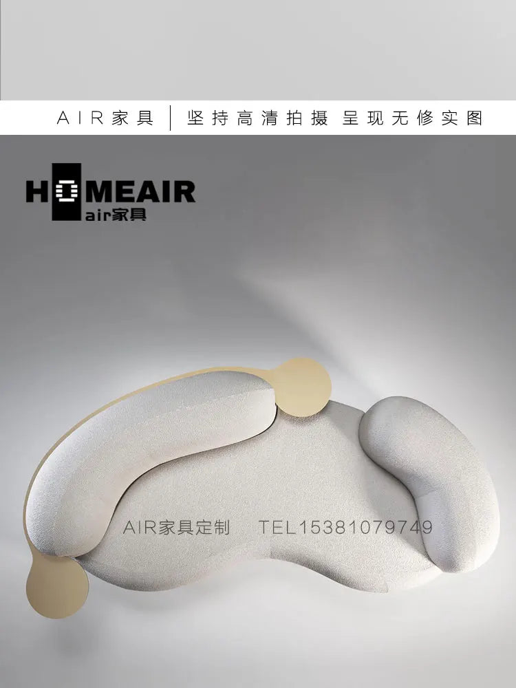 Modern light luxury living room lamb wool curved pea sofa, Italian cream ins style fashion cashew sofa customization