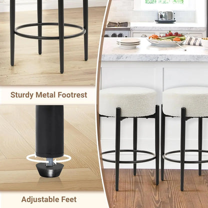 Counter Height Bar Stools, Set of 4, 24" Modern Backless Bar Stools, Ideal for Kitchen Counter, Kitchen Island, White