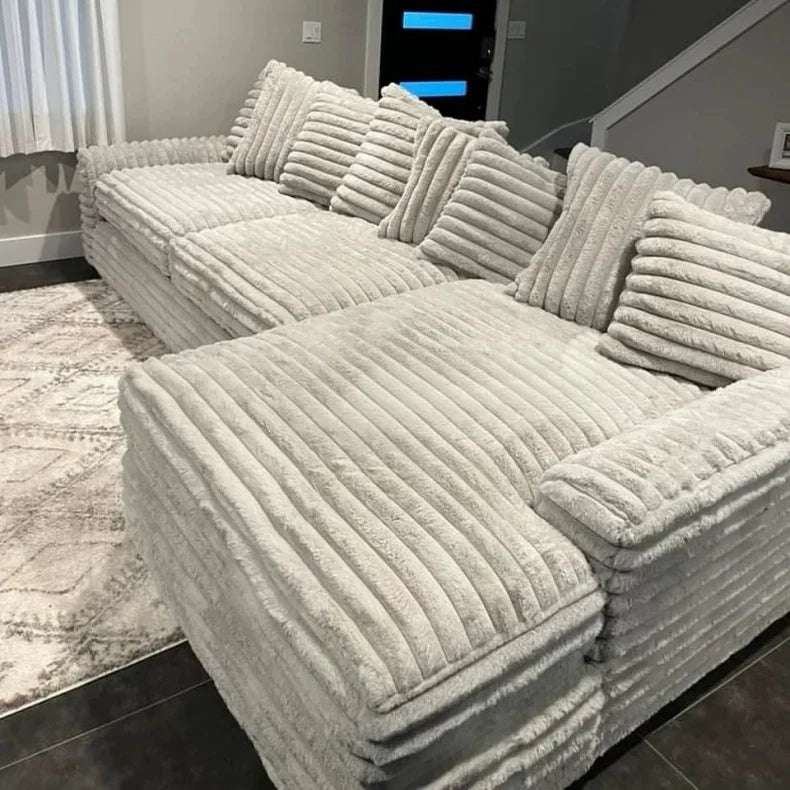 Luxury Living Room Furniture Waterproof Velvet Fabric Modular Sectional Sofa in Box Vacuum Compression Sofa Sets Hotel Villa