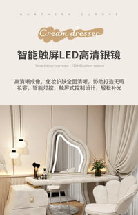 User-friendly Nordic Led Mirror Dressing Table Brown Drawer Bedroom Light Dressing Table Beautiful Storage Furniture Comfy