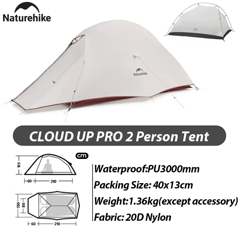 Naturehike Cloud Up Pro Tent 1 2 Person 20D Ultralight Portable Waterproof Camping Tent Outdoor Hiking Travel Backpacking Tent