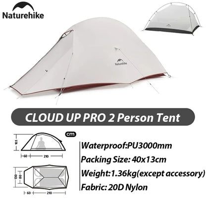 Naturehike Cloud Up Pro Tent 1 2 Person 20D Ultralight Portable Waterproof Camping Tent Outdoor Hiking Travel Backpacking Tent