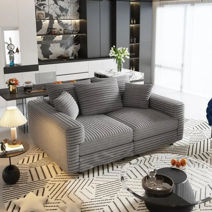 82.7" Plush Corduroy 3-Seat Sofa, Modern Comfy Upholstered Cloud Couch, Deep Seat Lounge Chair with Soft Pillows for Living