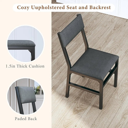 Dining Table Set for 4, Extendable Kitchen Table Cushion Chairs Set of 4, Rectangle Dining Table with Metal Frame & MDF Board