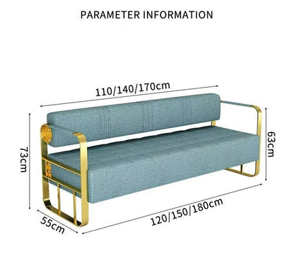 Famous Hair Salon Area Bench Hair Salon Waiting Light Luxury Stainless Steel Bar Sofa