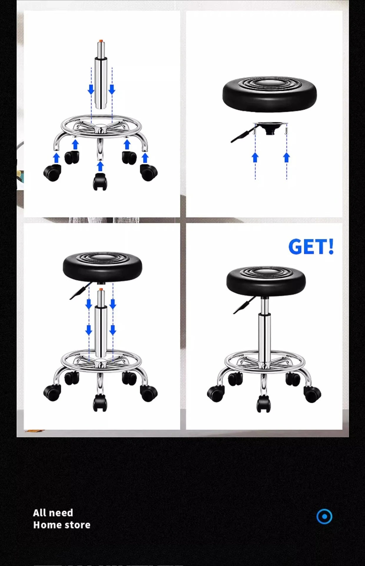 New Bar Chair Laboratory Special Beauty Nail Stool Lifting High Stool Work Stool