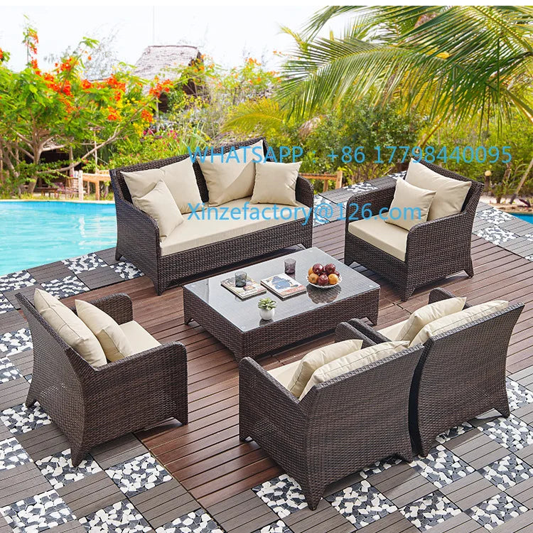 Customizable rattan sofa coffee table outdoor leisure