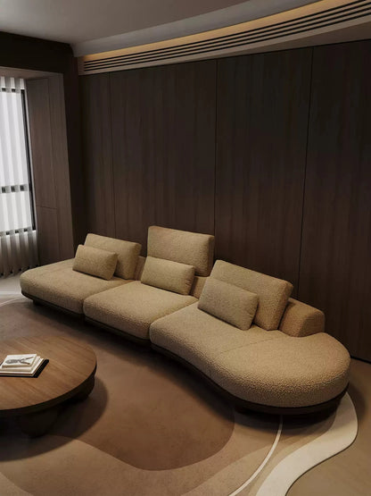 B73 Italian wabi-sabi palm beach fabric sofa living room modern simple curved light luxury, reception sofa