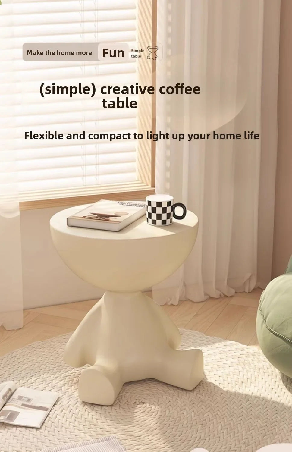 Modern Side Table - Multifunctional Corner End Table, Small Coffee Table for Living Room/Bedroom, Unique Design Nightstand
