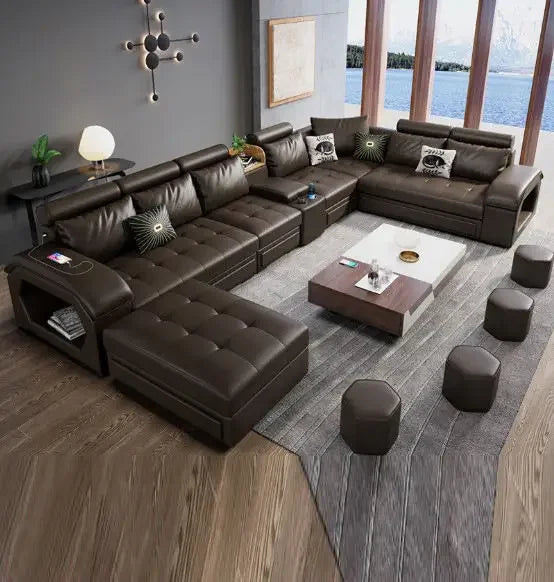 For Modern Sectional Sofas Cum Bed Couch Living Room Sofa Set Home Furnture Luxury U Shaped Corner Sofa Set 7 Seater