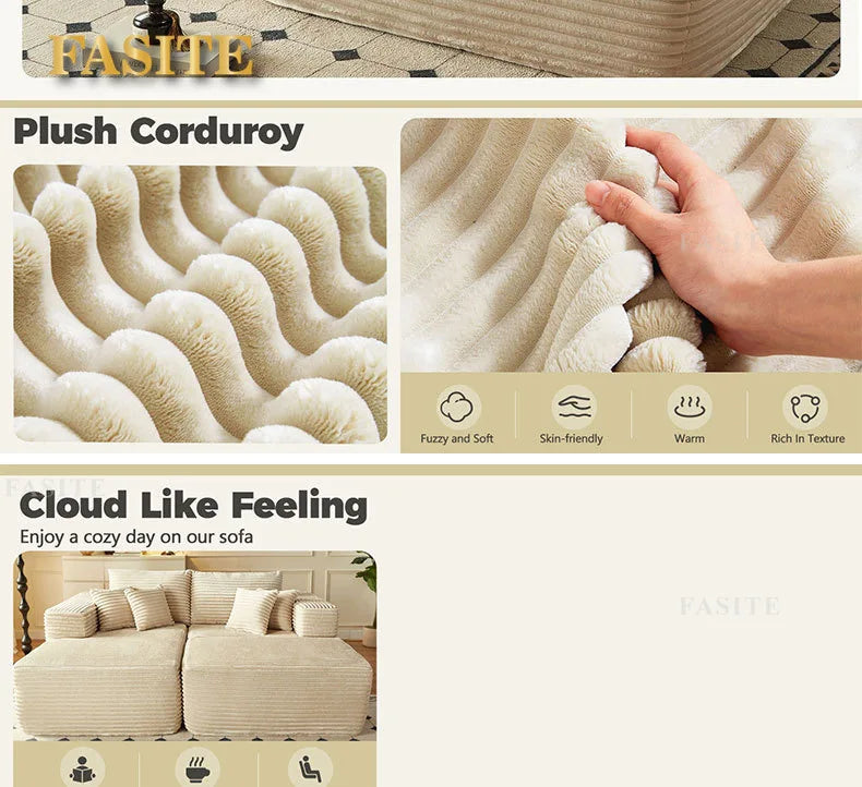 Compression sofa oversized recliner boneless  corduroy leisure chair double sofa