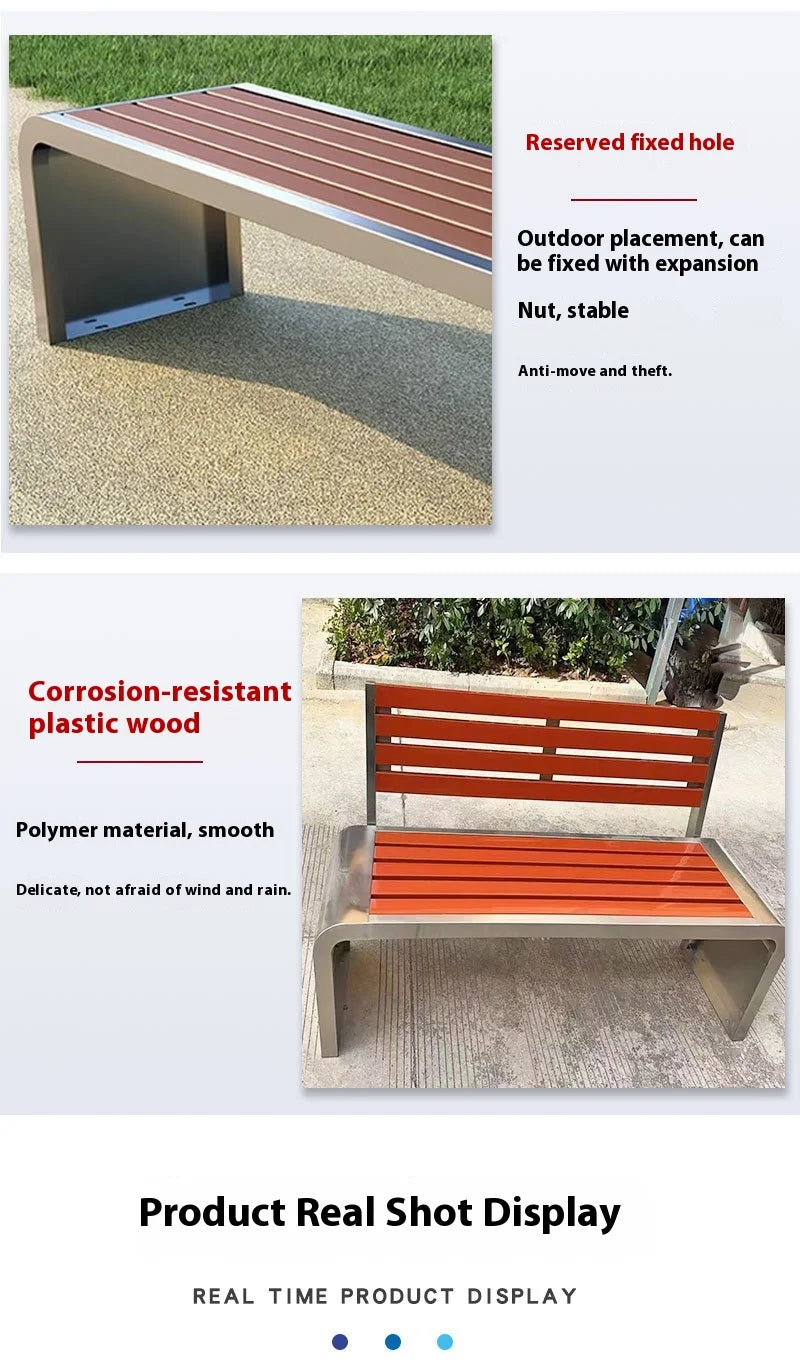 Banc de jardin extérieur 4 places en bois massif, moderne et élégant, pour meubles de parc ou de rue, chaise de Patio élégante