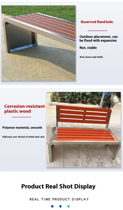 Banc de jardin extérieur 4 places en bois massif, moderne et élégant, pour meubles de parc ou de rue, chaise de Patio élégante