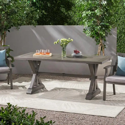 Modern Aluminum Dining Table, Dark Gray Outdoor Furniture, Sleek Design for Patio and Garden, Weather-Resistant, Ideal for