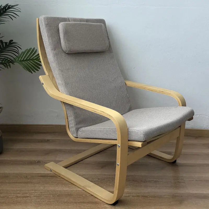 Nordic Lounge Chair - Solid Wood Armrest Recliner for Balcony & Nursery