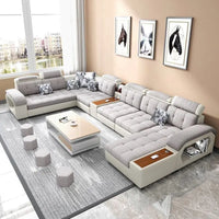 Luxury Design Corner Table U Shaped Couch Modern Other Modular Sofas Set Elegant Fabric Sectional Sofa Living Room Furniture