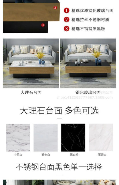 Large and small apartment light luxury marble living room square Italian minimalist coffee table   FT