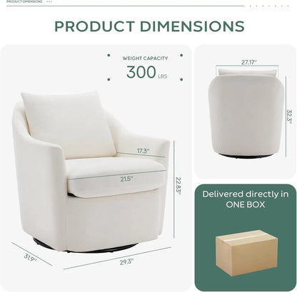 Swivel Accent Chair, Living Room Chair Upholstered 360° Swivel Chair Modern Reading Armchair for Bedroom/Office/Nursery,
