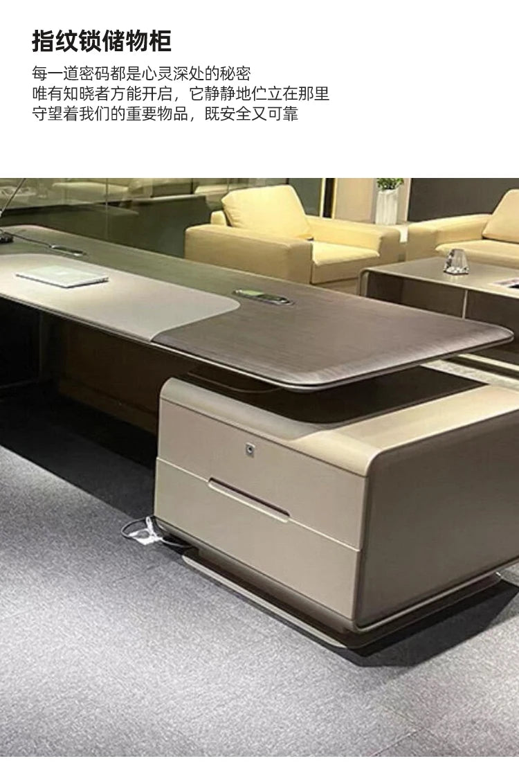 Elegant Light Luxury office desk Modern large high-end design executive desk Minimalist interior escritorio oficina furniture
