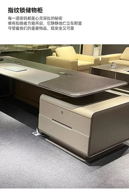 Elegant Light Luxury office desk Modern large high-end design executive desk Minimalist interior escritorio oficina furniture