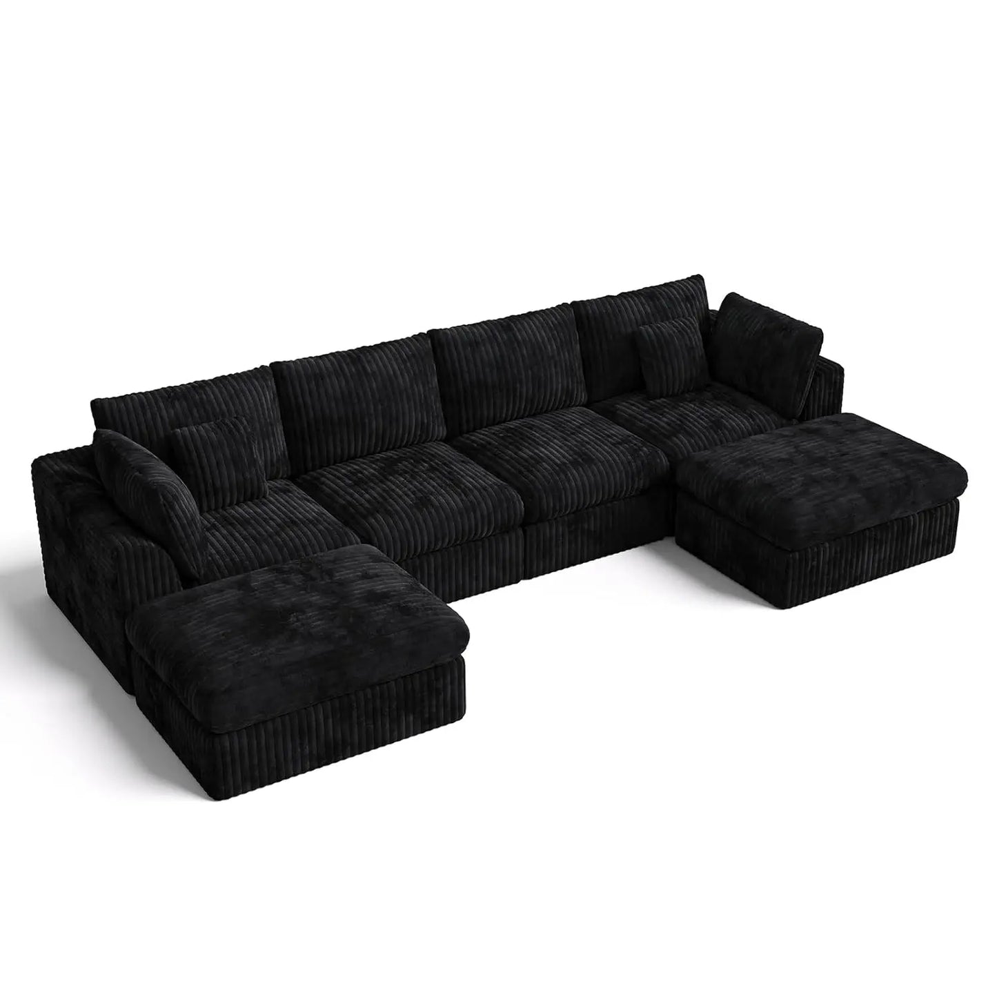 148” Cloud Sectional Couches for Living Room, Modular U Shaped Sofa with Ottoman, Deep Seat Chenille Sectional for, Customized