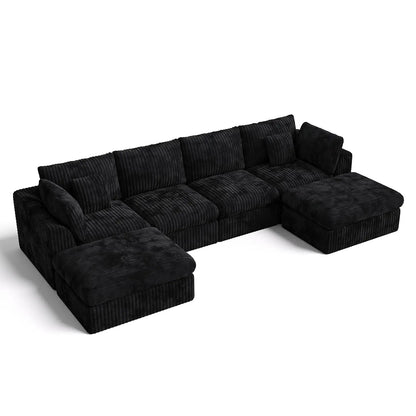 148” Cloud Sectional Couches for Living Room, Modular U Shaped Sofa with Ottoman, Deep Seat Chenille Sectional for, Customized