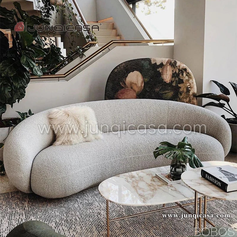 Modern Design Semi Circle Hotel Sofa Round Velvet Fabric Sectional Curved Sofas for Living Room Set