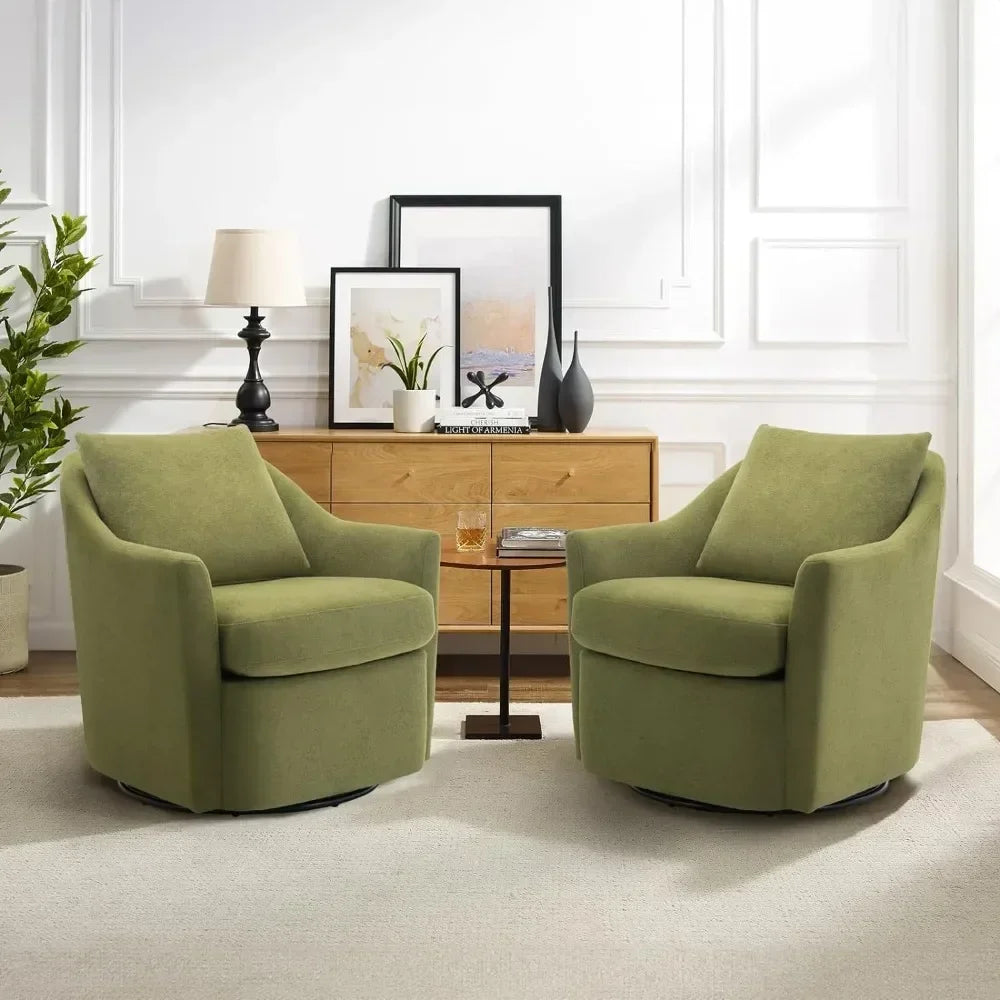High quality Swivel Chair Set of 2, Upholstered Round Barral Chair, 360° Swivel Accent Chair Ergonomic Backrest, Morden Armchair