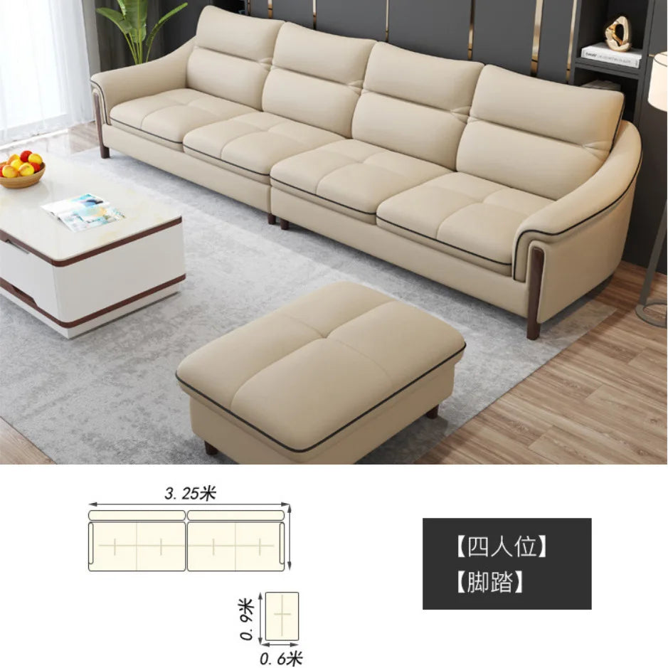Customizable leather sofa size apartment living room simple and modern