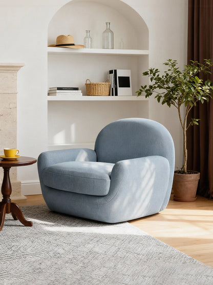 French rotating large single sofa chair designer blue living room leisure balcony bedroom single chair lazy swivel chair