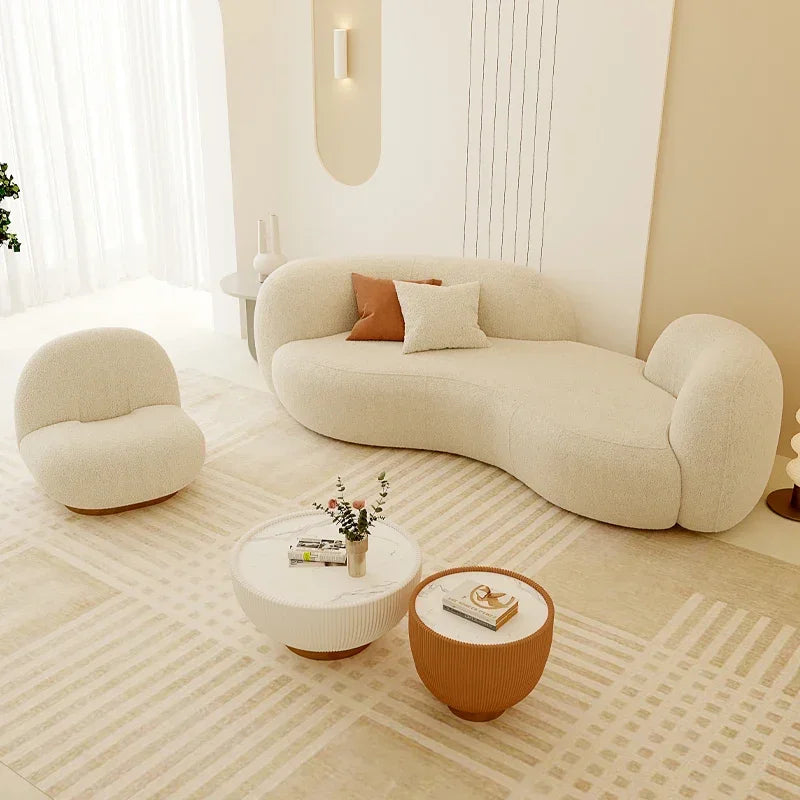 Cream wind sofa, new reception curved sofa in the living room