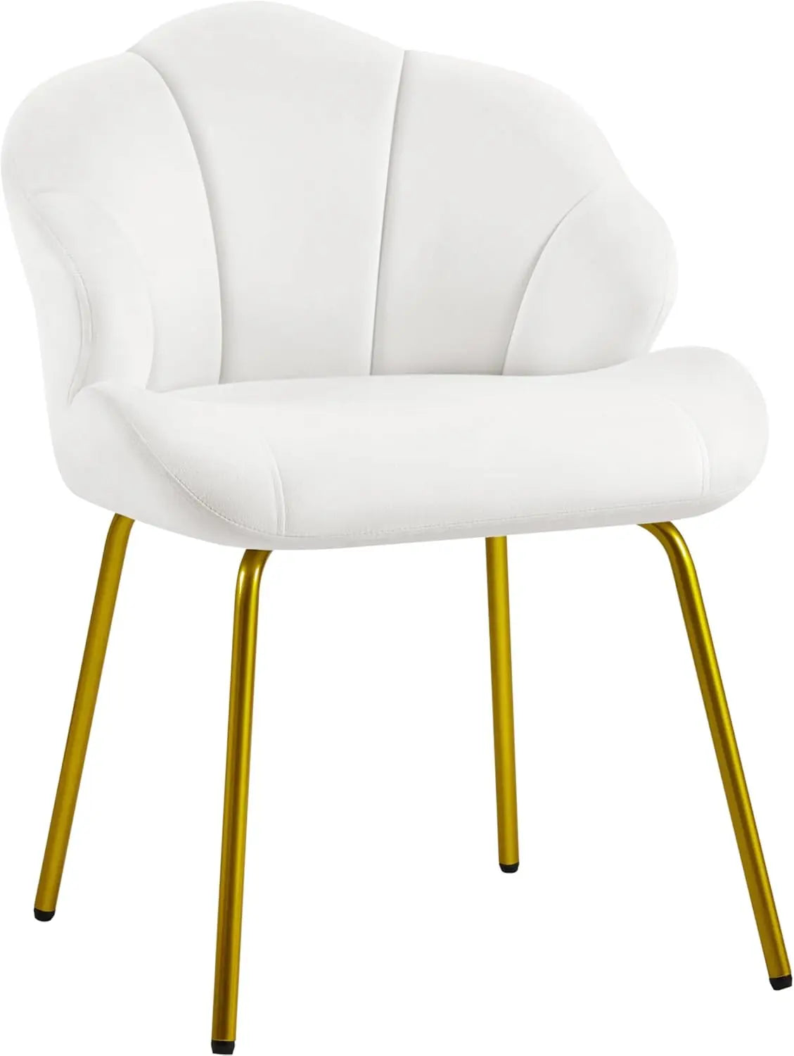 Velvet Accent Chair with Shell-Shaped Backrest, Modern Armchair with Gold Metal Legs for Dressing Room/Bedroom/Living Room
