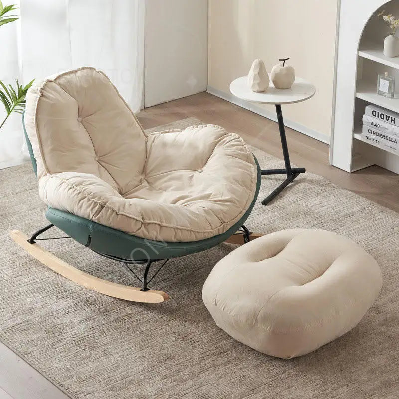 Home Leisure Chair Lazy Sofa Can Lie Down and Sleep Rocking Chair Net Match Color Balcony Side Sofa Chair Single Recliner