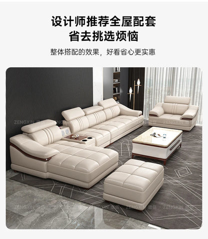 Modern simple living room size apartment combination leather art sofa furniture