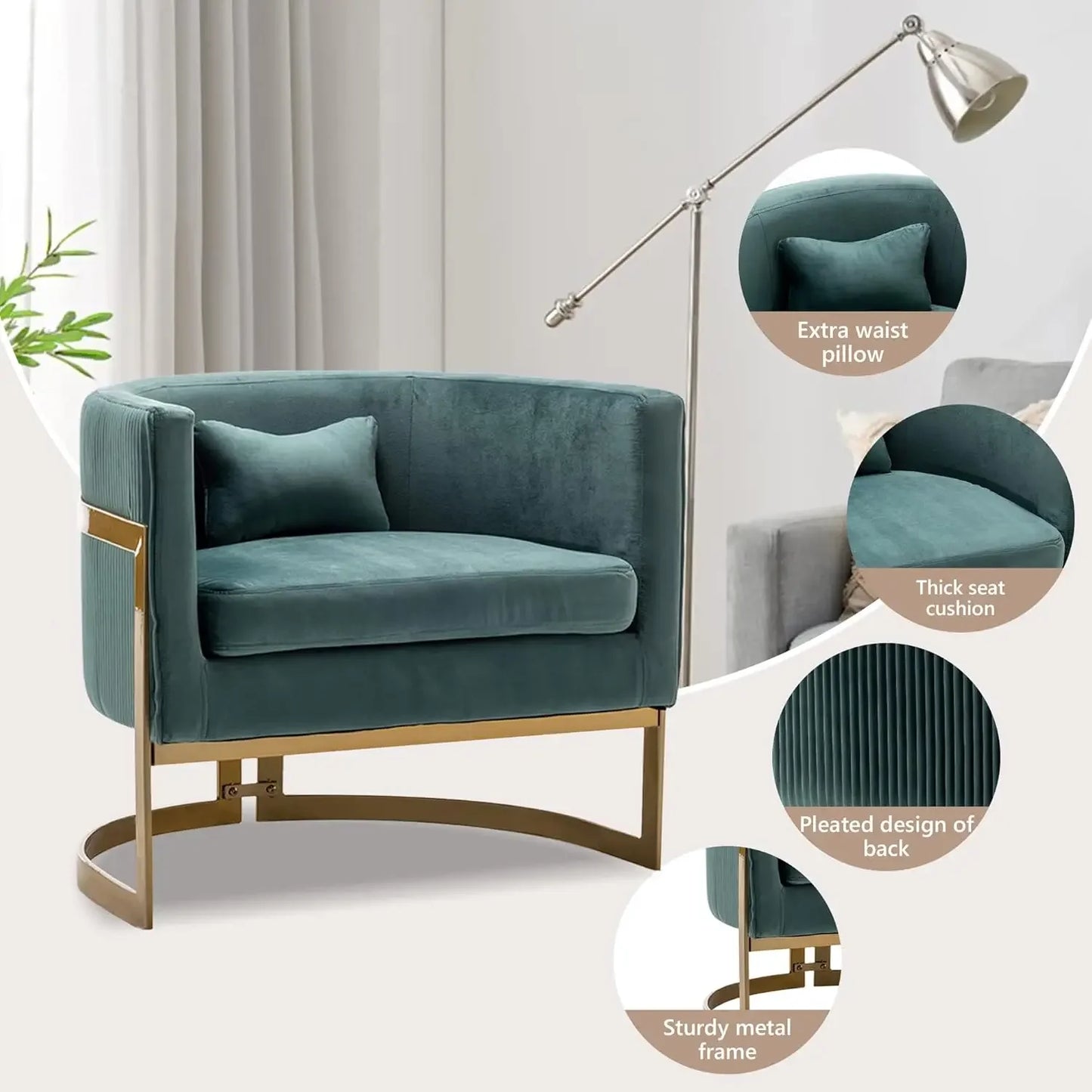[Discounted Price, Hot Sale!]Velvet Accent Chair, Modern Upholstered Arm Chair for Living Room Bedroom Sofa Side Chair Velvet Ba