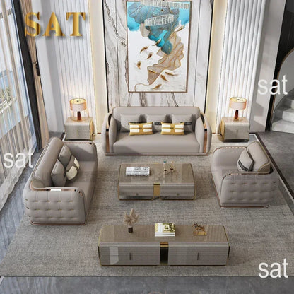 For Luxury Fancy Living Room Sofa Genuine Leather Designer Italian Sofa Loveseat Single Canape Salon De Luxe Apartment Furniture
