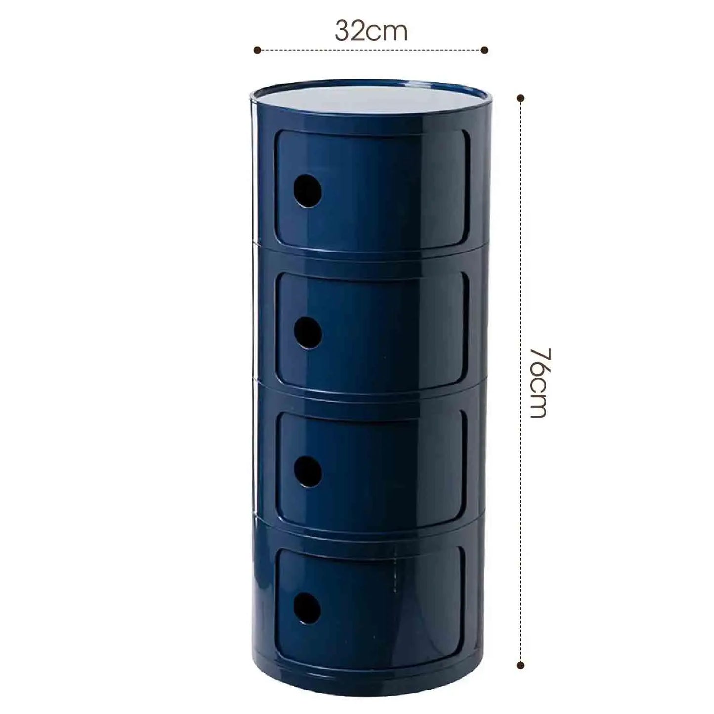 Plastic Round Nightstand Bedside Table Cabinet with Sliding Doors Round Storage Bedside Cabinet Nightstand  for Living Bedroom