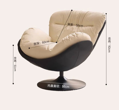 Single Eggshell Swivel Lounge Chair, Upholstered Accent Chair with 360 Degree Metal Base Chai for Bedroom, Living Room Relation