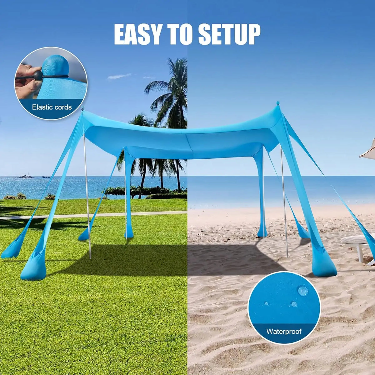 New Lycra Camping Sun Shelter UPF50+ Pop Up Beach Tent Outdoor Shade Beach Canopy for Camping Fishing Backyard Fun or Picnics