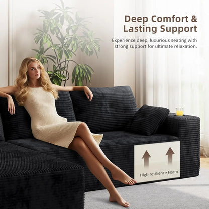 109" Boneless Couches for Living Room, Modular Sectional Sofa with Oversized Chaise, L-Shape Cloud Couch with Deep, Customized
