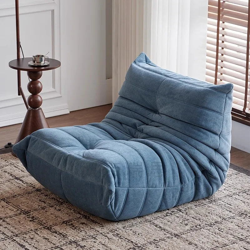 Caterpillar Sofa Togo Balcony Leisure Single Chair Fabric Down Can Lie Down And Sleep Cream Lying Lazy Sofa